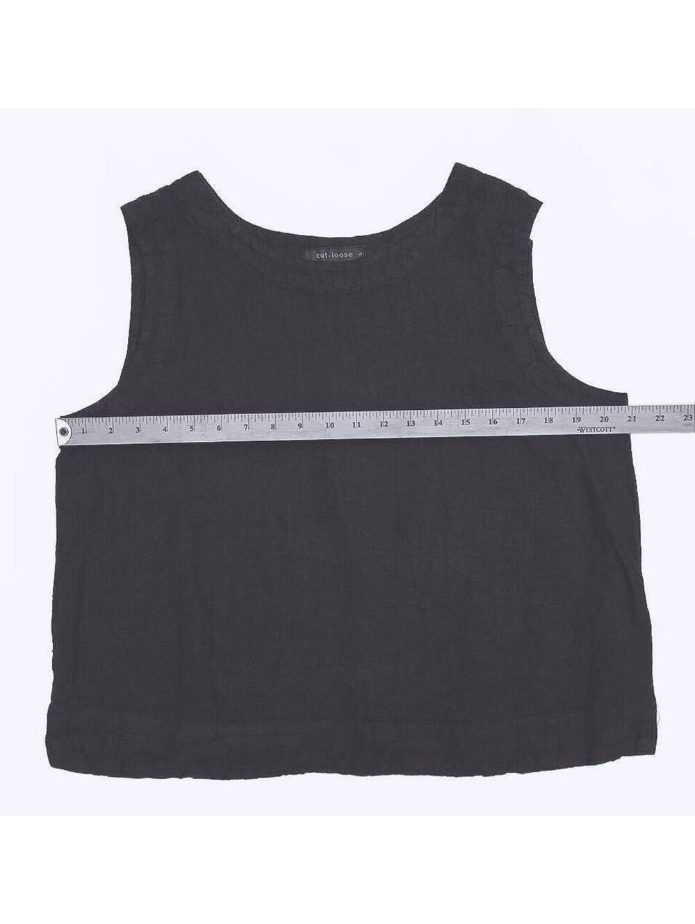 Cut-Loose Black Linen Sleeveless Shell Top Large - Picture 5 of 11